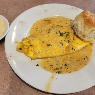 Omlette with Cheese Grits