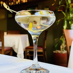 Vodka martini with olives and a twist