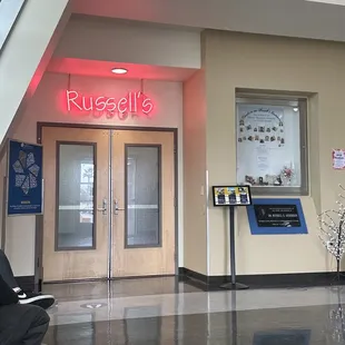 the entrance to the restaurant