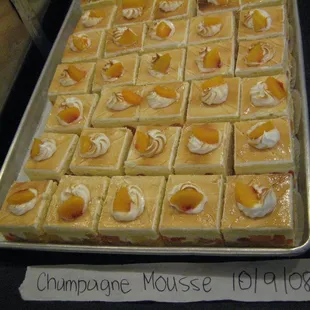 Champagne Mousse prepared by Pastry Students in Quantity Baking taught by Executive Pastry from Flamingo Hotel.