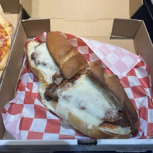 chicken parm sub, love that they don&apos;t dice up the cutlets.