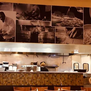 The kitchen where occasionally flames flare up.