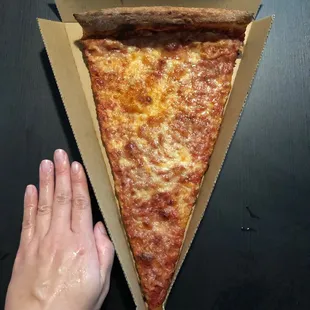 Single slice of cheese compared to the size of my hand