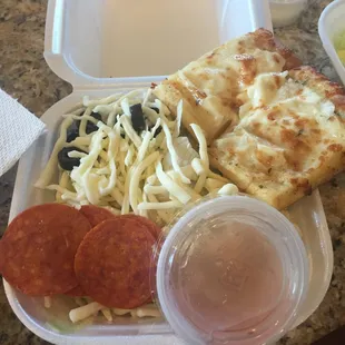 Dinner salad with the cheesy garlic bread that comes with the meal
