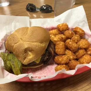 Bacon cheeseburger and buffalo tots.