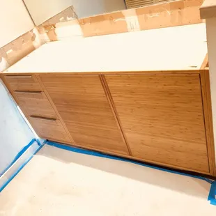Bamboo and koa vanity.