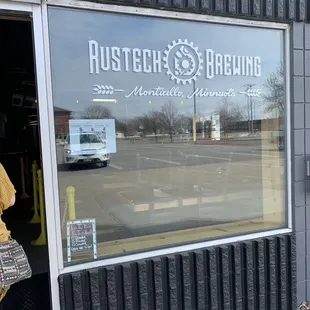 a woman entering a building