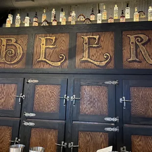 Awesome beer cooler behind the bar