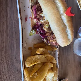 a sandwich and chips