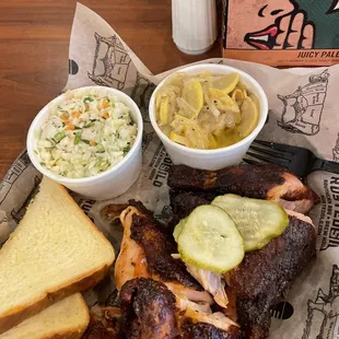 Chicken plate with slaw and squash