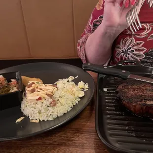 Seared steak and rice with yuca