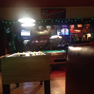 Foozeball and Pool.