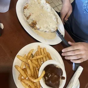 Chicken fried steak. It was huge perfect for people with huge appetite