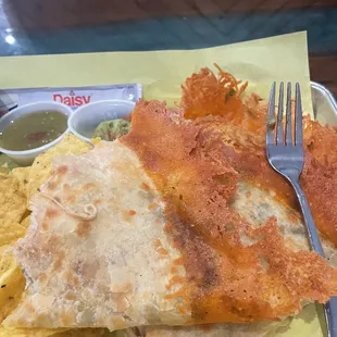 Chicken quesadillas.