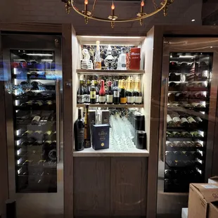 Wine room and top shelf spirits