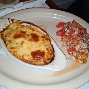 Crab Imperial w tomato mozzarella salad
