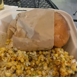 Burger with Elote