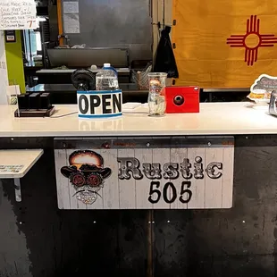 an open kitchen with a bar