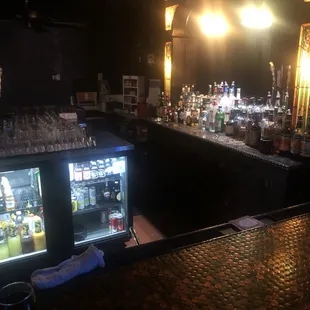 The bar and counter top.