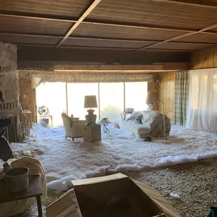 Inside one of the old houses on the property