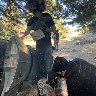 Shooting into the flipped car