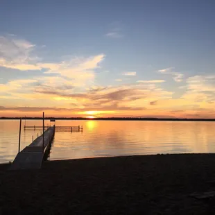 View of sunset across the street at beach area