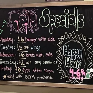 chalk board with daily specials