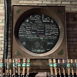 beer taps on a brick wall