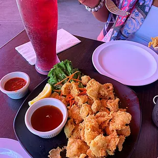 Rustic fried calamari with plum sauce