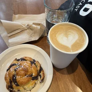 Lavender honey latte.   Chocolate hazelnut danish