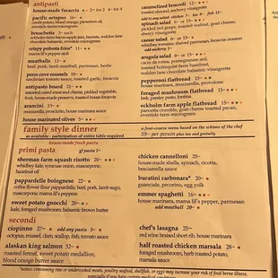 Dinner Menu