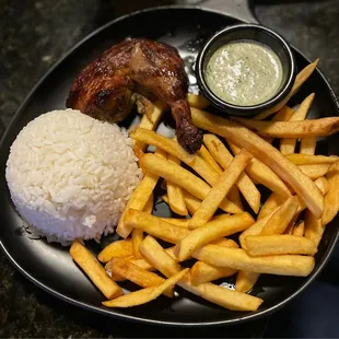 1/4 Pollo a La Brasa with fries &amp; white rice
