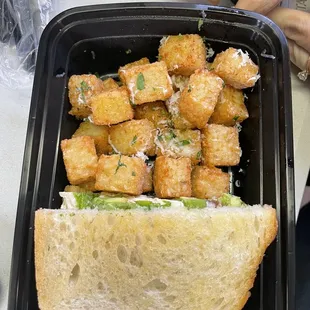 Lunch Box - Turkey Club w/ cheese &amp; herb risotto tots