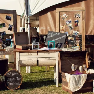 There are so many pieces to customize your event...from our Chicken Wire Screen Doors, the awesome Possum Belly Table, Vintage Trunks/Crates