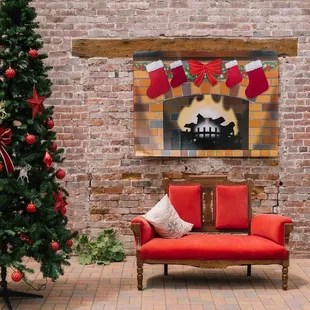 Our photo area this bench was perfect for our Christmas in July theme