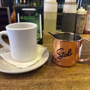 Moscow Mule and an Irish coffee