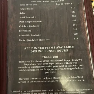 menu