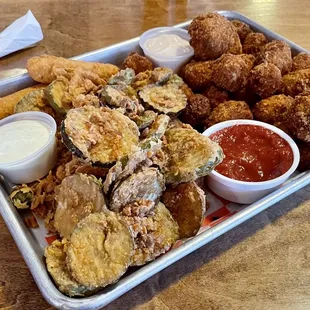 Hat Trick: Fried Cheese, Fried Pickles, Fried Mushrooms