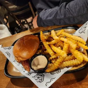 Outlaw burger and fries