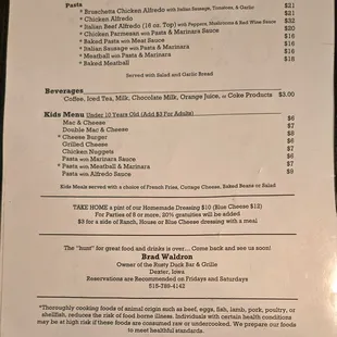 menu