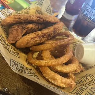 Chicken tenders &amp; onion rings