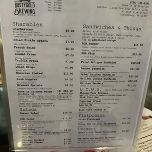 menu