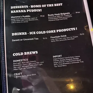 menu