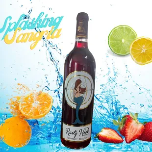 a bottle of wine with a splash of water