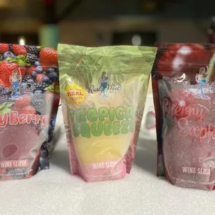 three bags of frozen berries