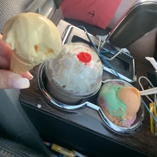Pup ice cream, chocolate malt, and some sherbet!