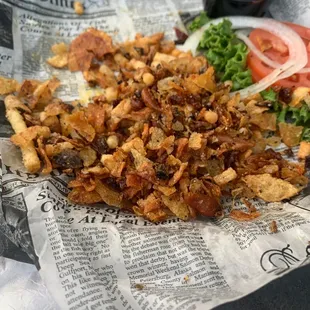 a pile of fried food