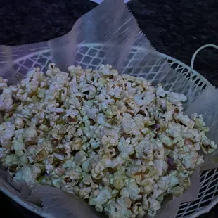 Popcorn with real melted butter all over it... greasy but delicious!