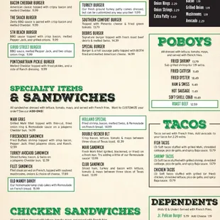 Back of menu