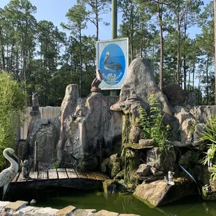 Water feature in the parking lot.